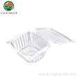 Disposable plastic clear hinged clamshell container